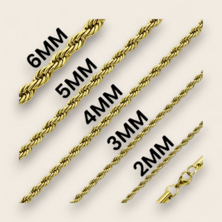 Rope Chain Necklace - 18K Gold PVD Stainless Steel
