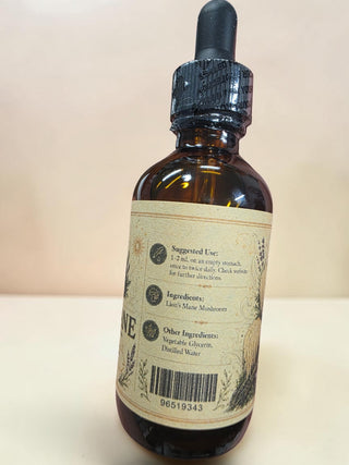 Israelite Market Lion's Mane Glycerite Extract bottle with dropper, for cognitive wellness and focus support.